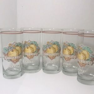 5 Vintage Mother Earth Brand Drinking Glasses